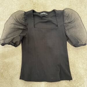 On Twelfth, Elegant Black Puff Sleeve Top, size XS